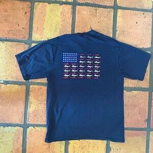Vintage Shirt Cotton Heritage Men Size XL American flag logo Color Black